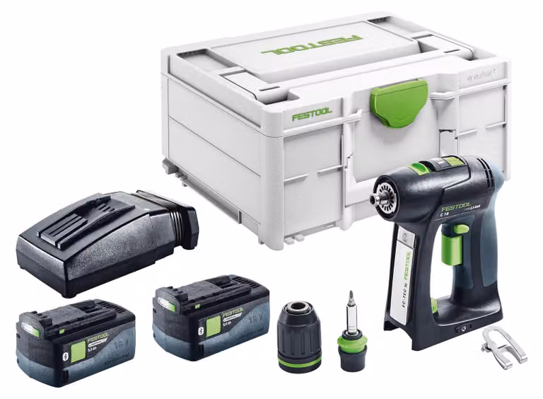 Trapano avvitatore a batteria Festool C 18-Basic 18 V 45 Nm brushless + 2x batteria ricaricabile 5,0 Ah + caricabatterie + systainer