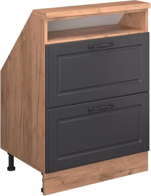 Mobile sottotetto Vicco Rion Antracite e Rovere dorato con 2 cassetti e ripiano aperto L: 83.8 cm, H: 46.0 cm, P: 27.3 cm – 1