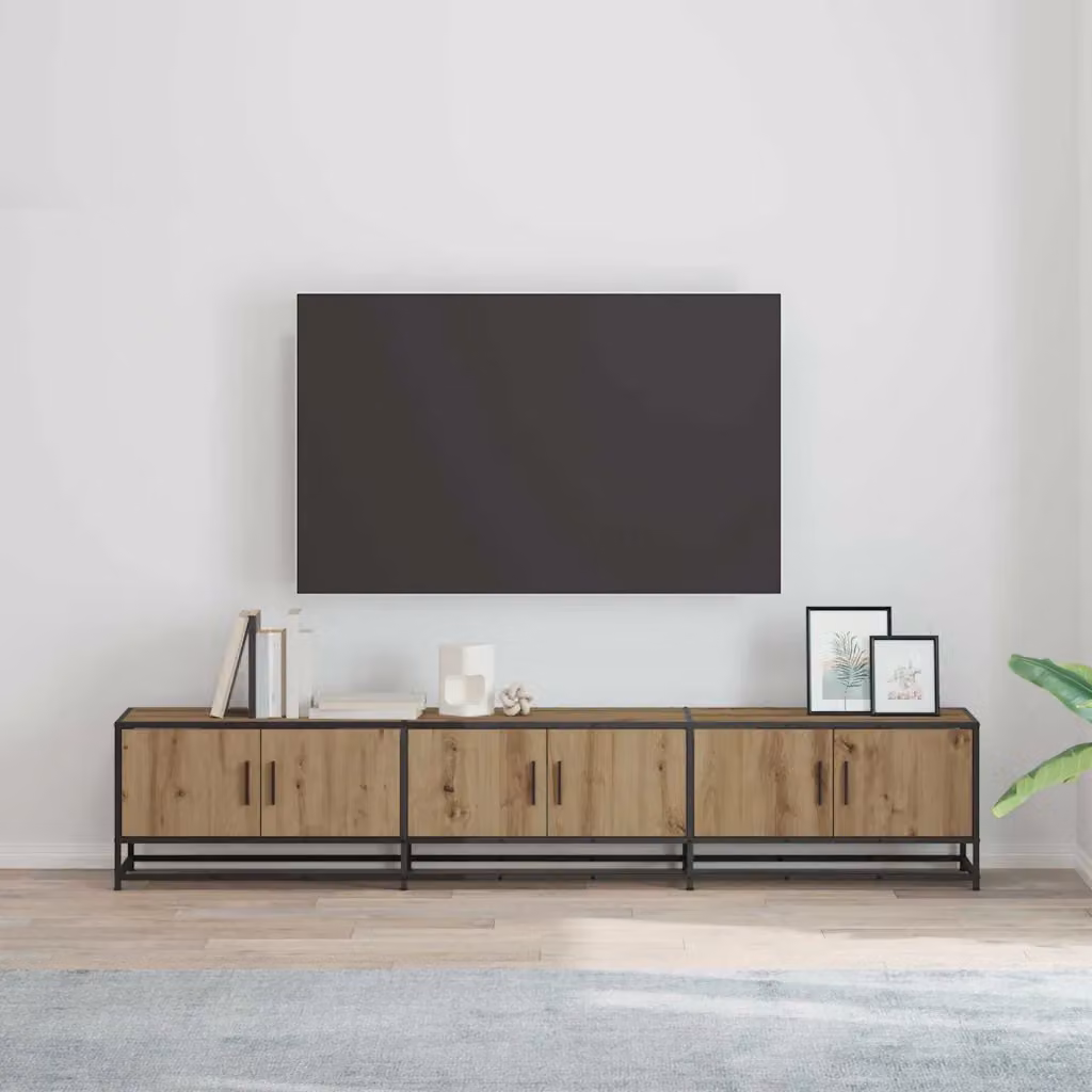 Unità TV moderna vidaXL in legno e metallo marrone, L 210 x P 35 x H 41 cm