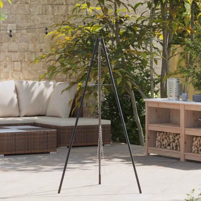Treppiede da campeggio vidaXL in acciaio nero L/P/H: 92 x 92 x 151,5 cm