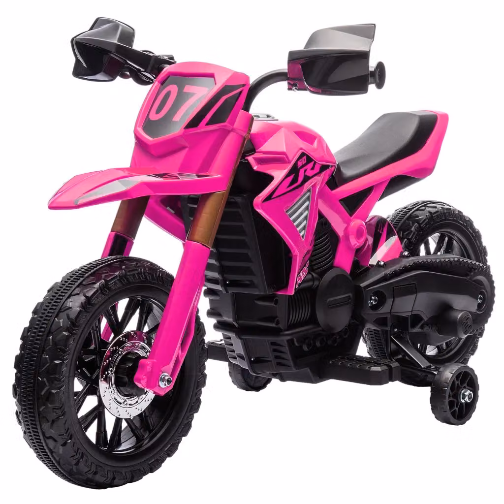 Moto Elettrica per Bambini Zephmum 12V Rosa con Batteria Ricaricabile e Luci e Suoni – 2