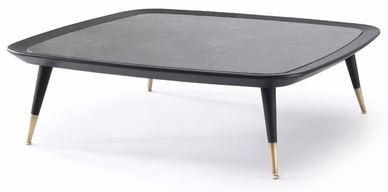 Tavolino Casa Padrino nero / verde / ottone antico 120 x 120 x h. 38 cm - Tavolo da salotto quadrato con piano in marmo - Mobili da salotto - Mobili per hotel - Mobili