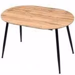 Tavolo da pranzo Rodrigo allungabile 120-150-180 x 80 cm, 4-10 persone. Tavolo da cucina ovale con struttura in metallo, effetto legno, colore: rovere