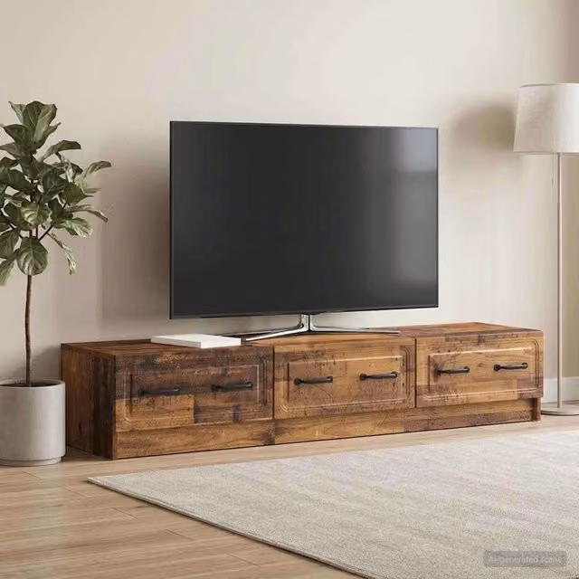 Mobile TV moderno vidaXL in legno e metallo marrone L: 147 cm, P: 34,5 cm, H: 27 cm