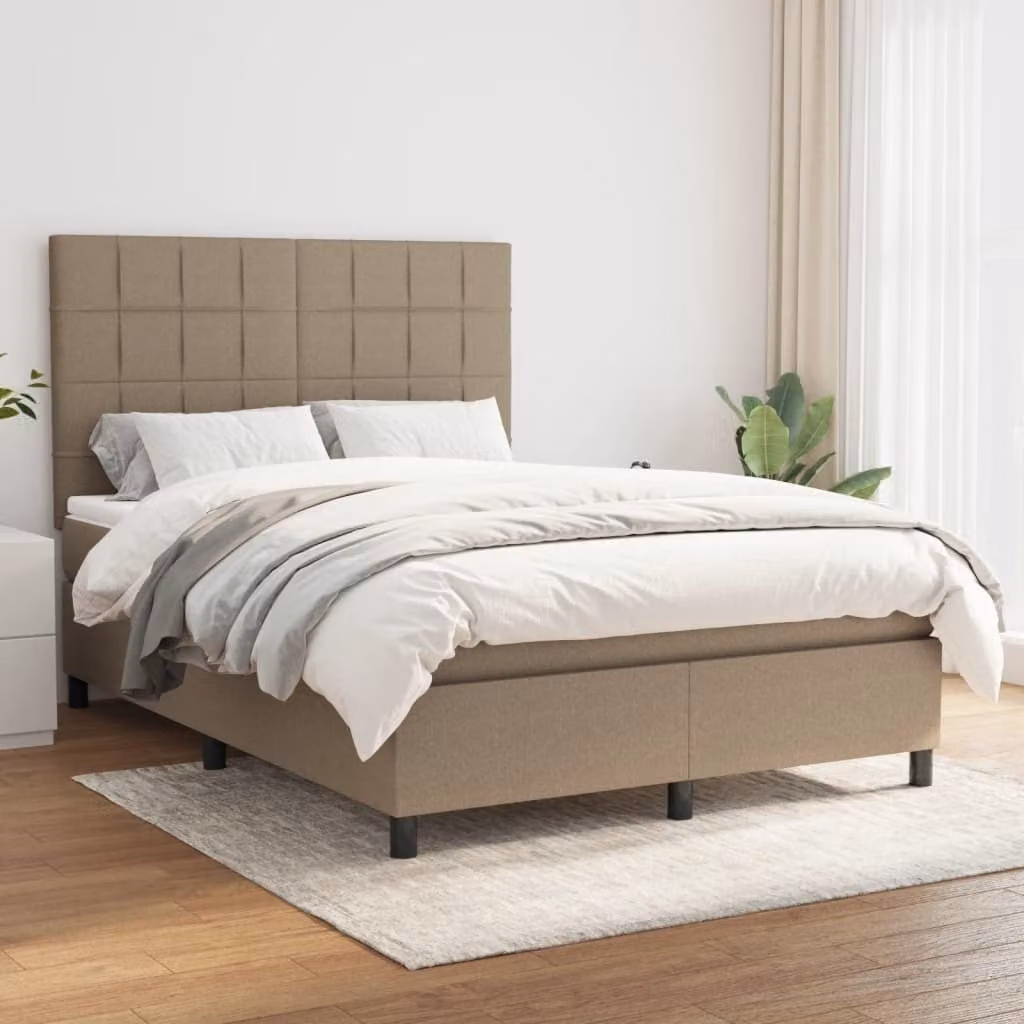 Maison Exclusive - Giroletto a Molle con Materasso Tortora 140x190 cm in Tessuto