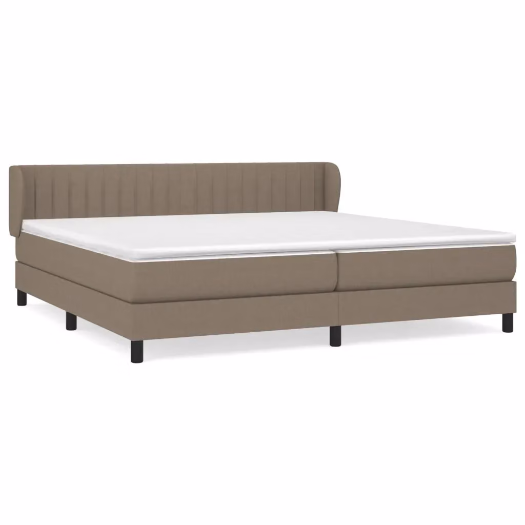 vidaXL Giroletto a Molle con Materasso Ibrido in Tessuto Beige e Bianco, L/P: 200 x 200 cm – 2