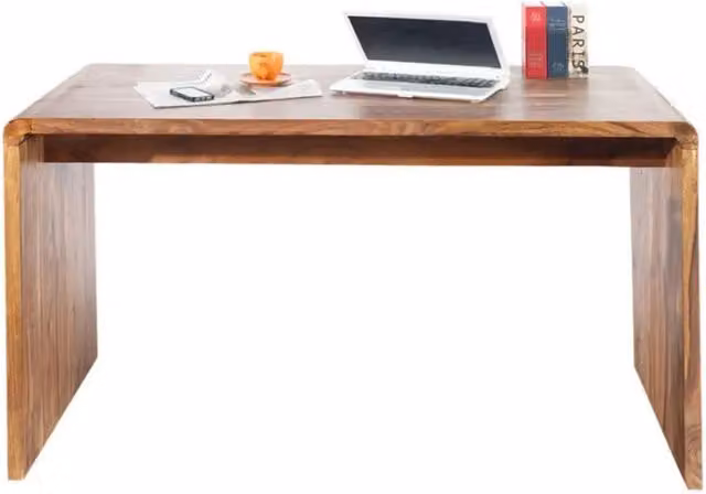 Scrivania retta NOMA 120 cm in legno massiccio di Sheesham verniciato – Angoli arrotondati e stile rustico