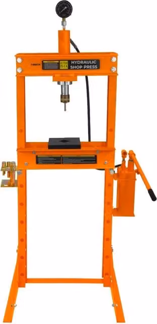 Pressa idraulica da officina MONSTER SHOP da 20 tonnellate con manometro, modello a pavimento in acciaio, colore arancione – 1
