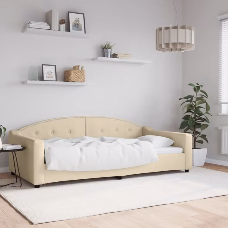 Maison Exclusive - Letto a giorno color crema, 100x200 cm, rivestito in tessuto