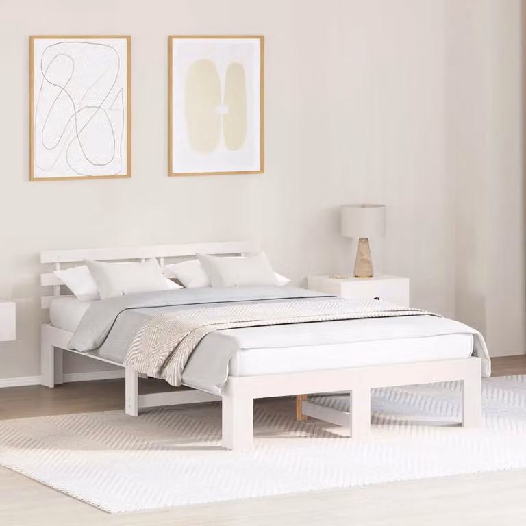 Struttura del letto in pino massello bianco vidaXL L/P/H: 120 x 200 cm