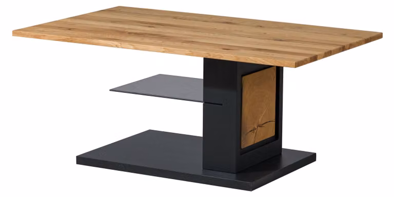 MASSIVMOEBEL24 | Tavolino da salotto in legno di quercia selvatica 110x70x46 Laccato- oliato / naturale KITZBÜHEL #130