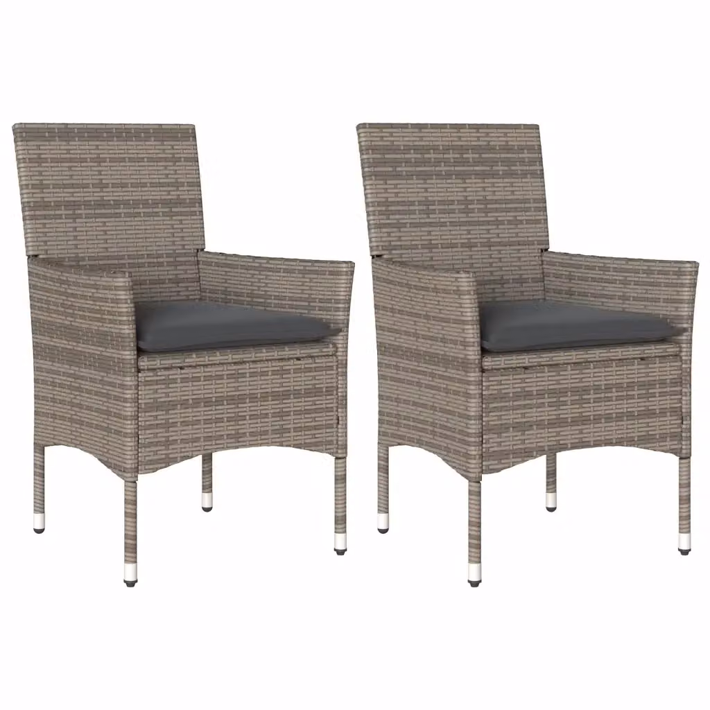 Set di 2 sedie da giardino moderne vidaXL in polyrattan grigio con cuscini in tessuto resistente ai raggi UV – 2