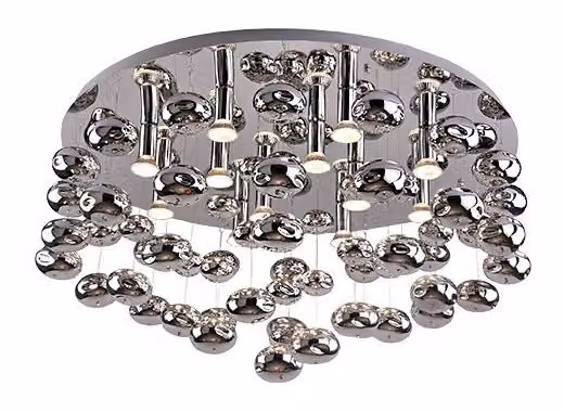 Apparecchio a soffitto Luvia in diverse varianti di colore, Variante: Ø 800 X 380 mm, 10 x 40 W, cromo