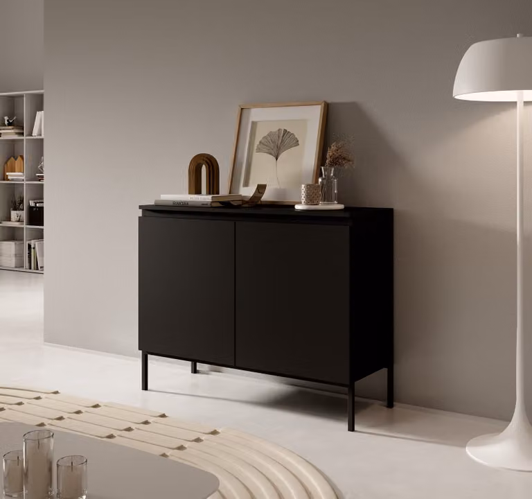 Credenza Selsey Bemmi - Comodà a 2 ante, nero, 100 cm