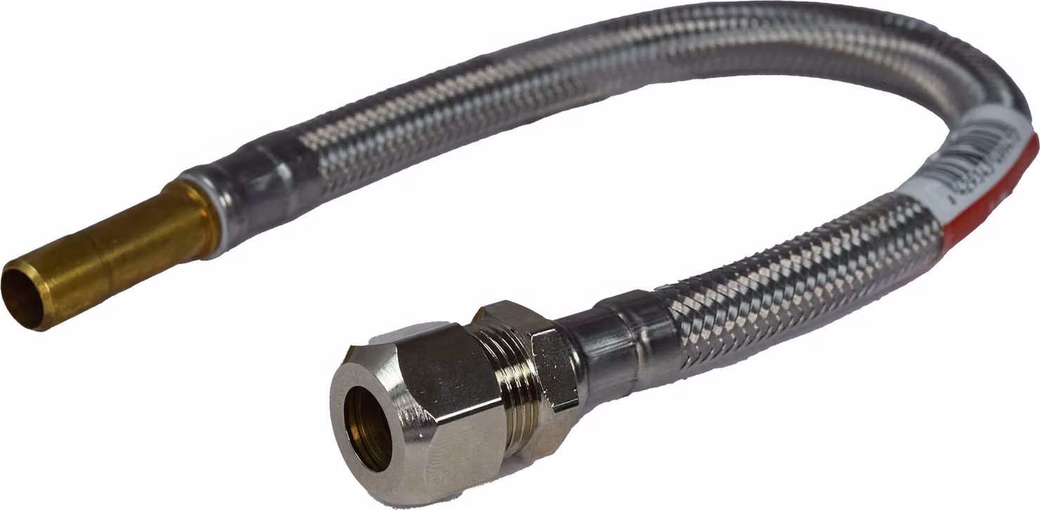 Tubo flessibile in acciaio inox/TPE DN8 500 mm con raccordo a compressione 10 mm x presa tubo 10 mm, tubo corazzato DVGW: 500 mm Dimensione: 500 mm