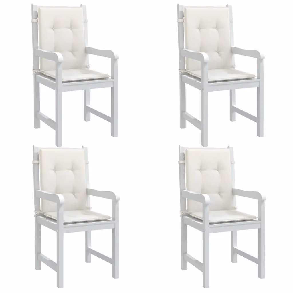 Set di 4 cuscini per sedia vidaXL in schiuma, colore beige e bianco, resistenti ai raggi UV e antiscivolo, L 100 cm x P 50 cm x H 4 cm