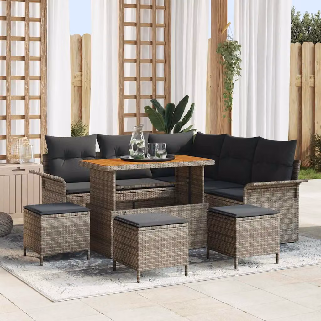 vidaXL Set Divano da Giardino Moderno a L con 9 Pezzi, Grigio – 1
