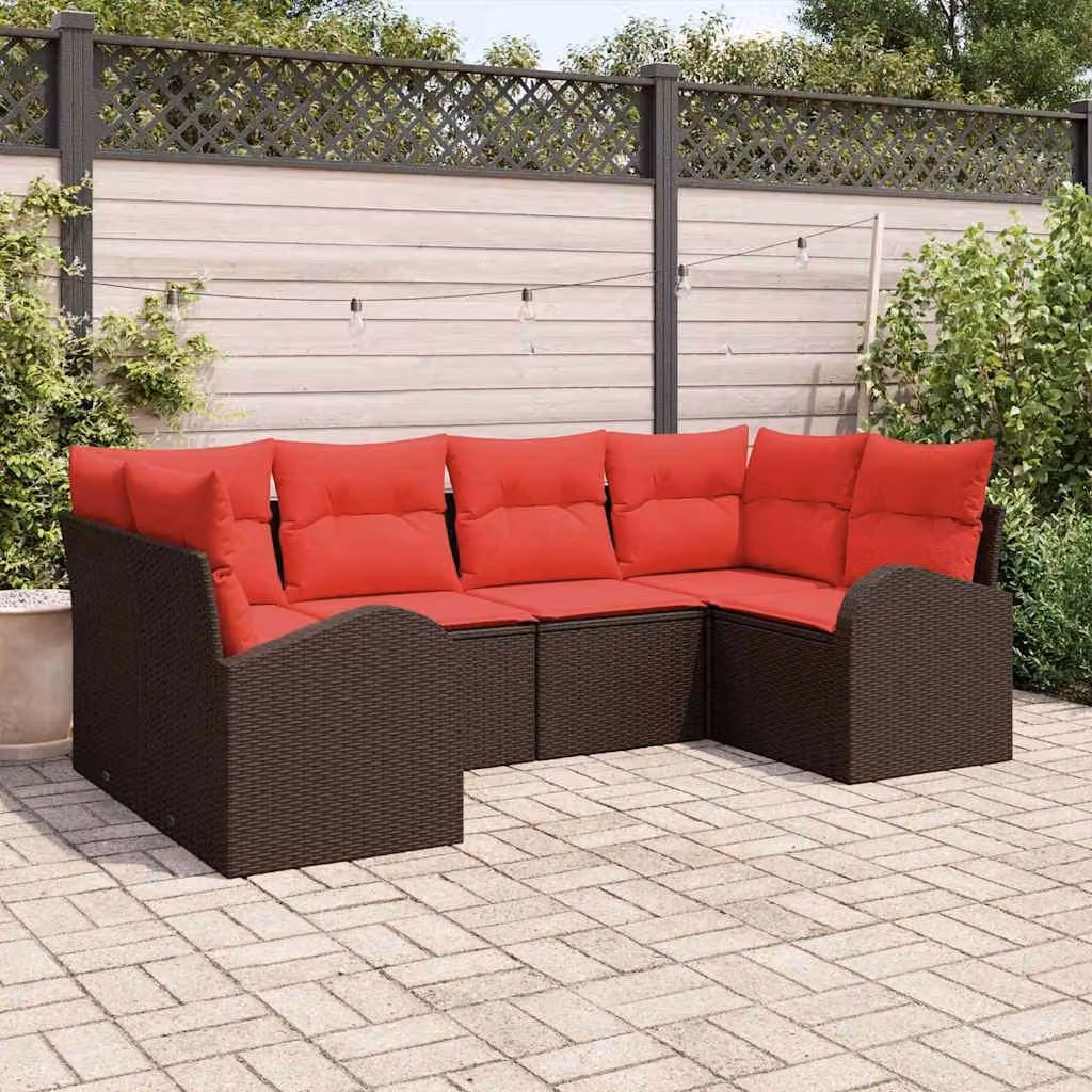 Maison Exclusive - Set da giardino per divano, 6 pezzi, 6 posti, color marrone, in rattan sintetico