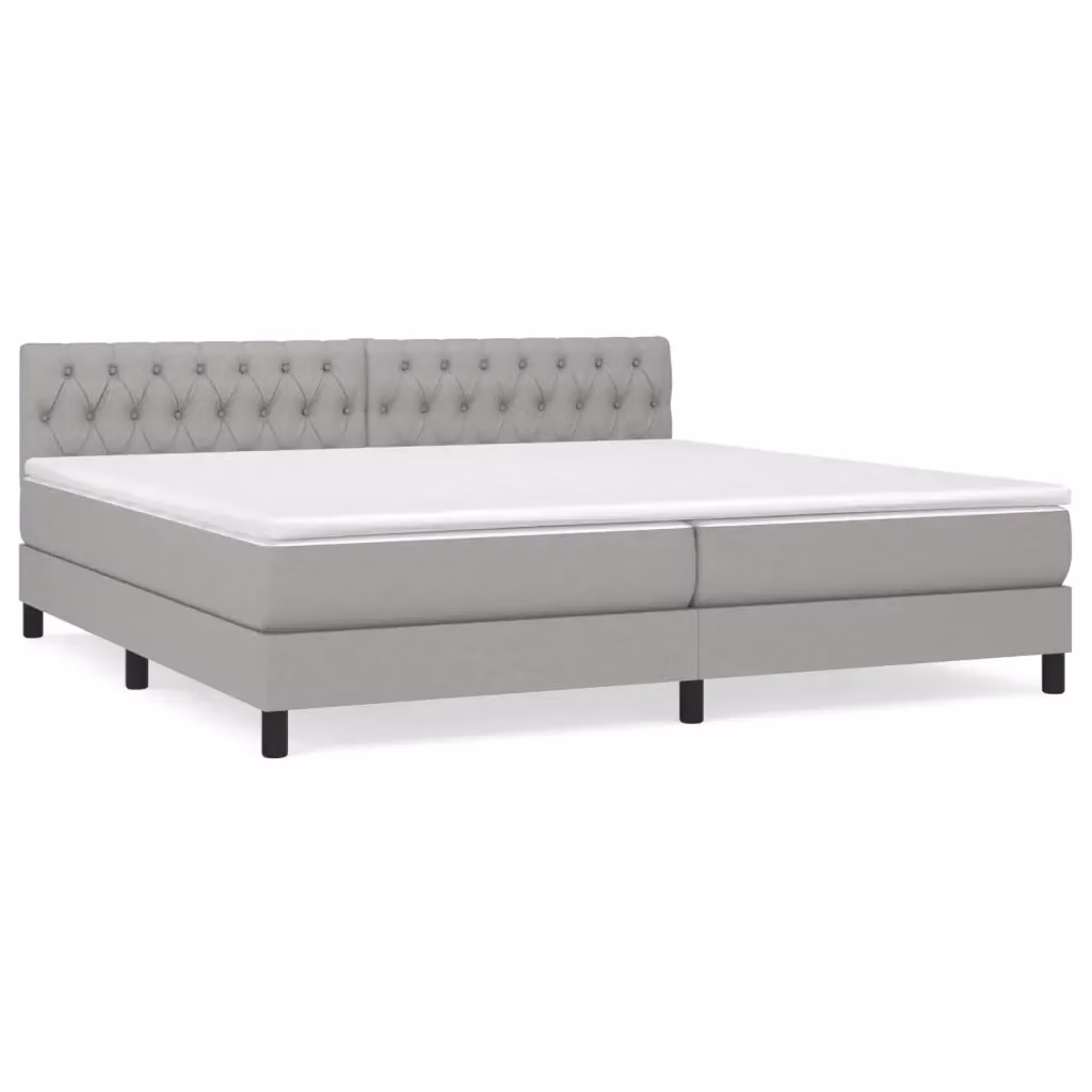 Letto Ibrido con Giroletto a Molle e Materasso vidaXL Grigio Chiaro e Bianco L/P/H: 200 x 200 x 25 cm – 2