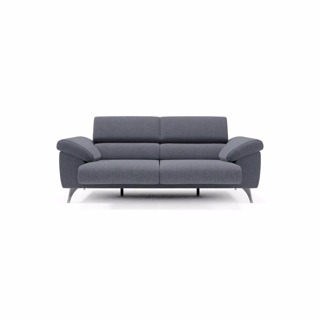 Divano Donatello Divani.Store in tessuto blu grafite con sedute allungabili, poggiatesta reclinabili e contenitore, L: 213 cm – 2