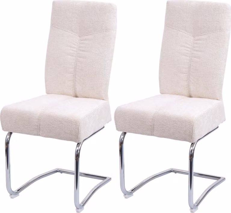 Set di 2 sedie da pranzo imbottite | A x L x P 105 x 46 x 60 cm | Altezza seduta 53 cm | Metallo Tessuto/Chenille | Crema | Sedia da cucina Sedia a sbalzo Sedia con schienale