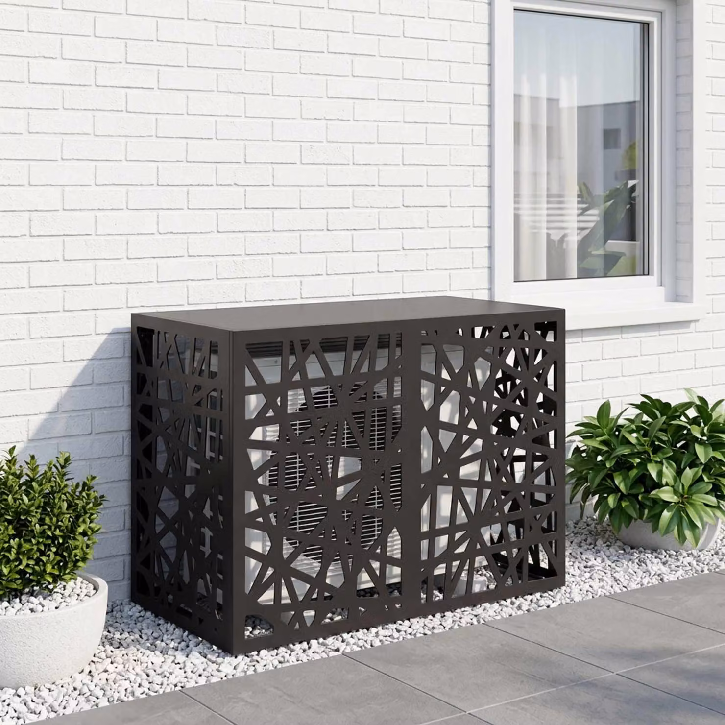 Copertura per condizionatore d'aria vidaXL in acciaio, Nero, L 100 x P 50 x H 70 cm