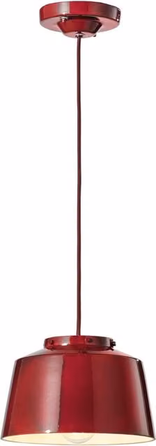 Lampadario Vintage 50&aposS Ferro E Ceramica Bordeoux 1 Luce E27 23Cm