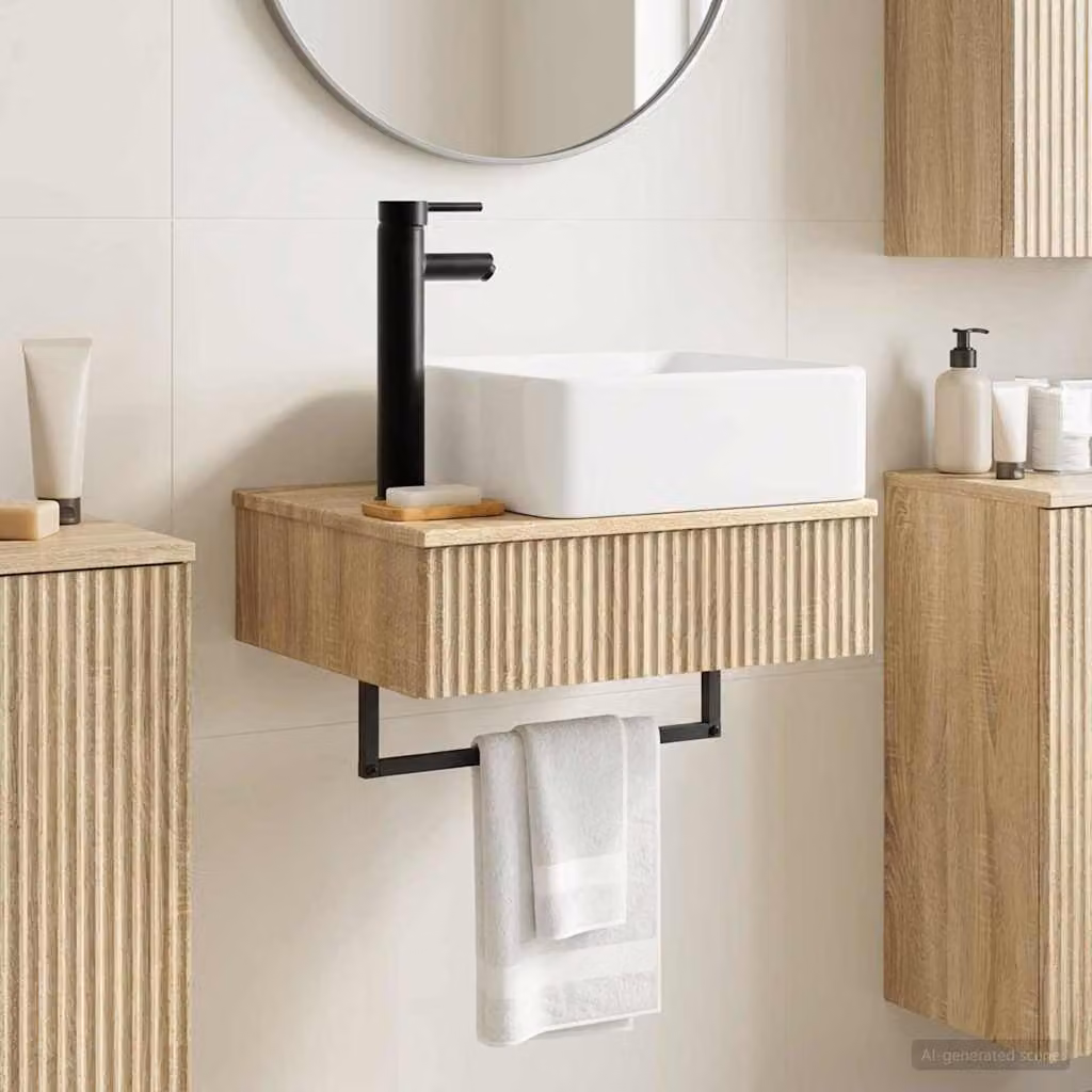 Lavabo da parete vidaXL in Rovere Sonoma marrone L: 53 cm, P: 35 cm, H: 39 cm