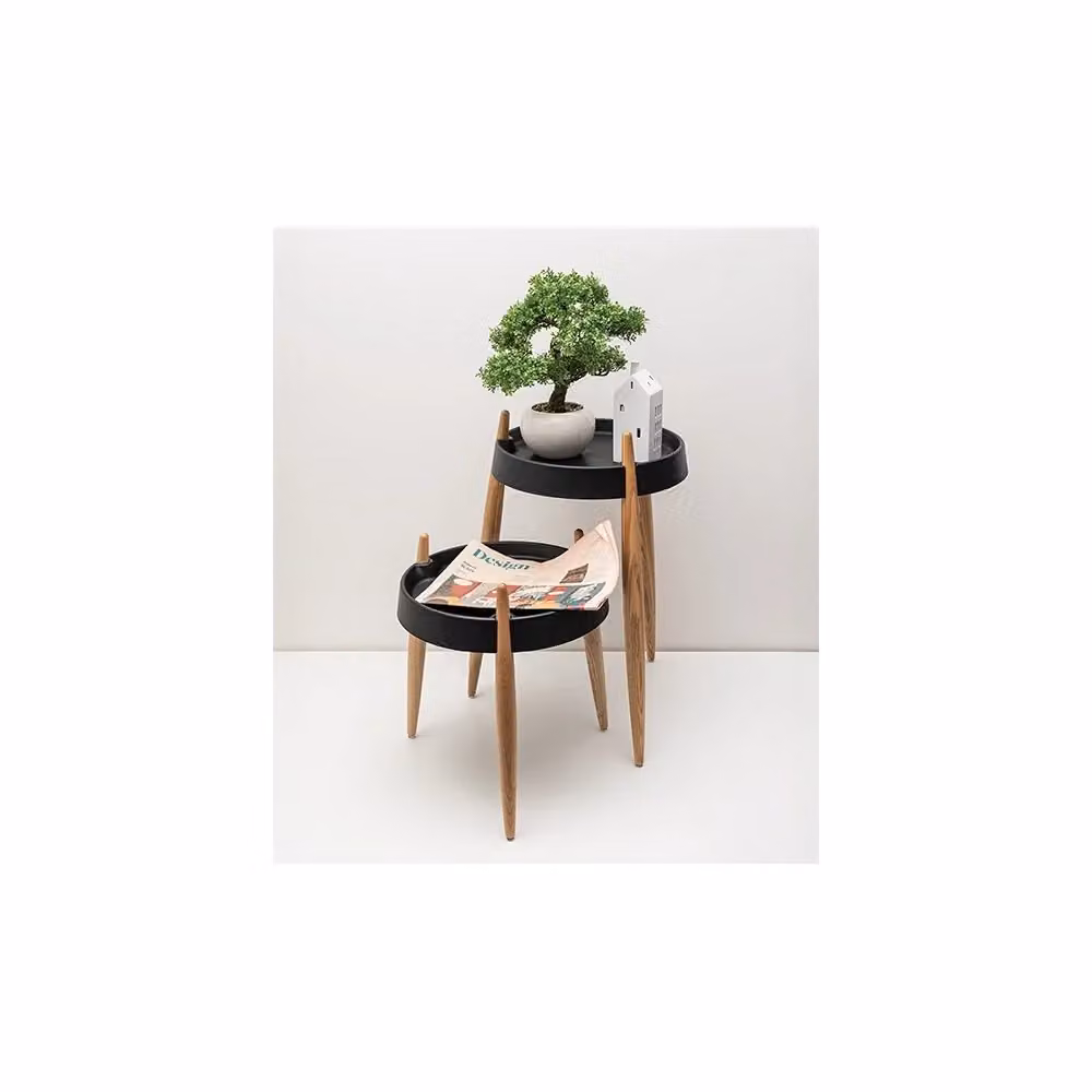 Tavolino Zafferano Liolà Nero in Frassino Naturale, Altezza: 47 cm – 2