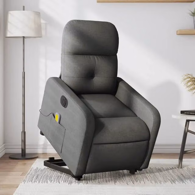 Poltrona Alzapersona con Massaggio vidaXL Grigio, con Braccioli e Supporto Elettrico per Senior – 1
