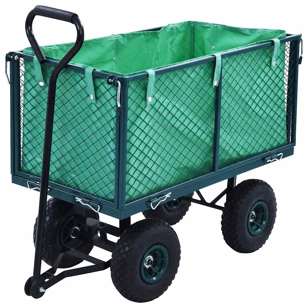 vidaXL Carrello a Mano da Giardino Verde in Acciaio e Gomma con Capacità 350 kg