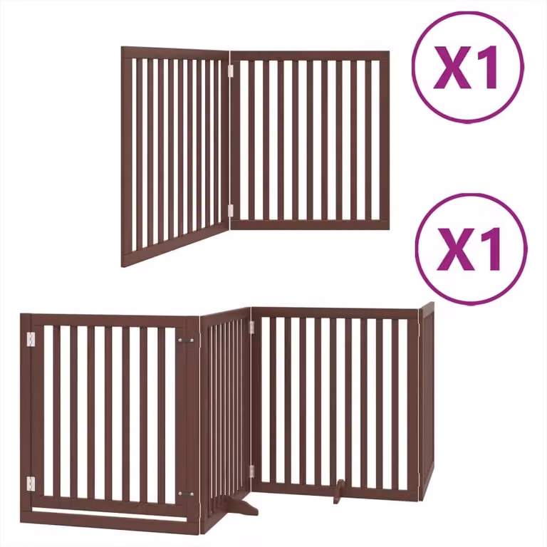 Cancello Cani Porta Pieghevole Marrone 6 Pannelli 480cm Pioppo