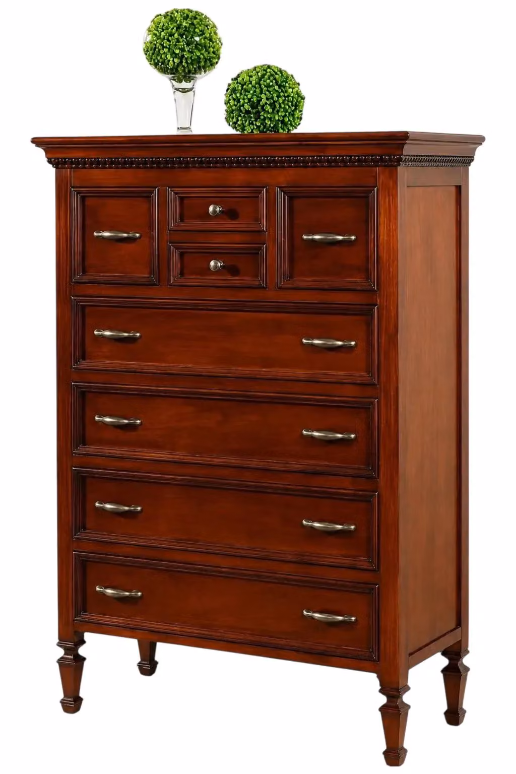 Cassettiera con 8 cassetti in legno intagliato finitura bassano Mobili 2G L: 90 cm, P: 42 cm, H: 129 cm – 1