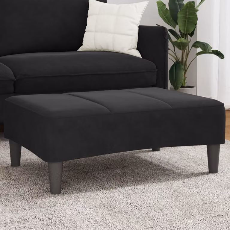 Poggiapiedi vidaXL in Velluto Nero L: 77 cm, P: 55 cm, H: 31 cm