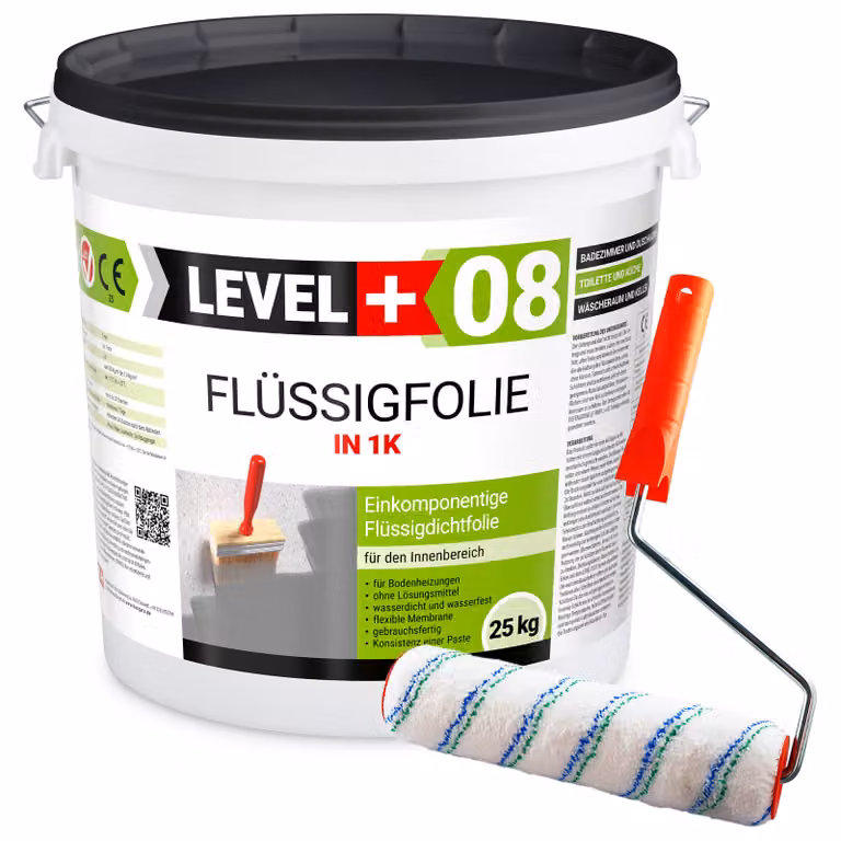 Set rullo da pittura 25 cm + membrana liquida flessibile per impermeabilizzazione interni 25 kg L+08