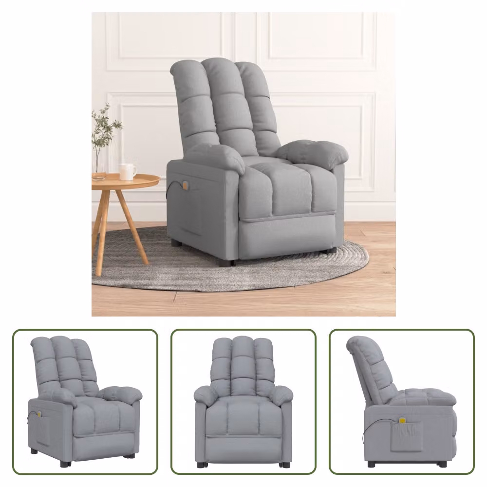 The Living Store poltrona massaggiante in tessuto grigio chiaro