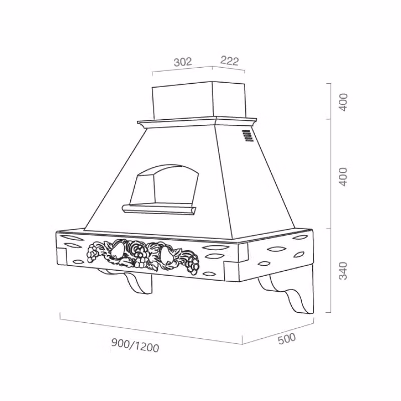 Cappa aspirante a parete IPERBRIKO in alluminio bianco con display LED L: 120 cm, P: 54 cm, H: 74 cm – 2