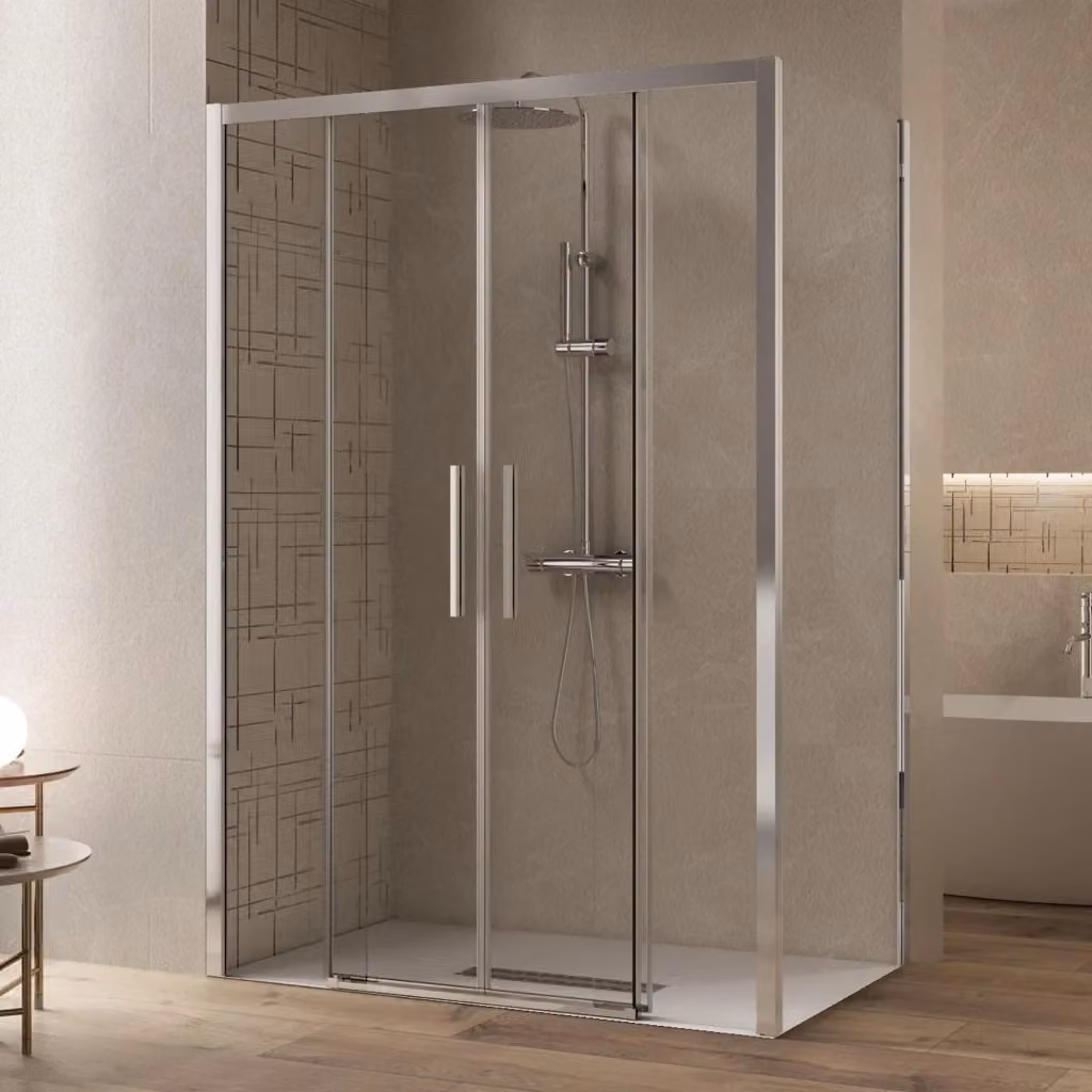 Box Doccia Angolare Bonussi Eliane con 2 Ante Scorrevoli in Cristallo Trasparente da 6mm, L/P/H: 80 x 170 x 195 cm – 2