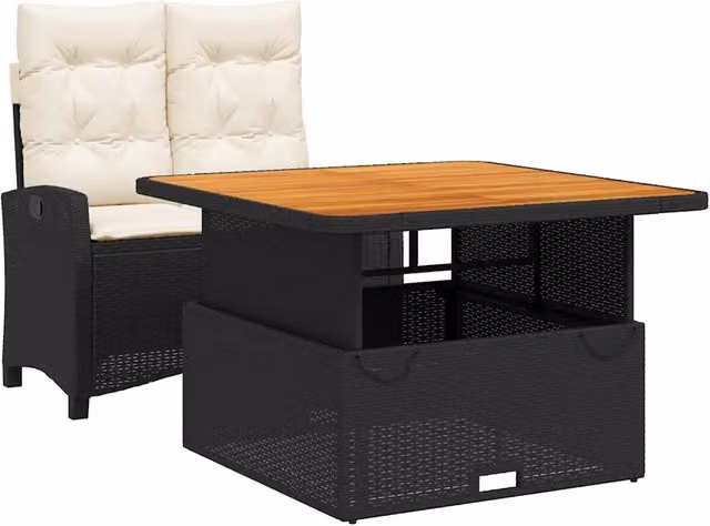 Set da Pranzo da Giardino Moderno in Legno di Acacia Oliato con Design in Polyrattan – 1