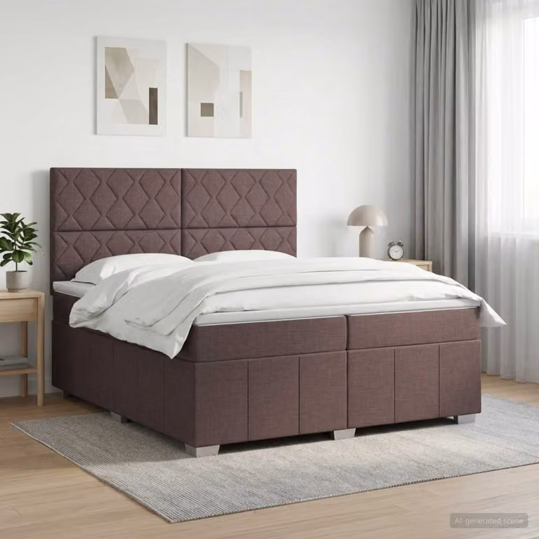 vidaXL Letto box spring con materasso a molle insacchettate Marrone e Bianco 200 x 200 cm