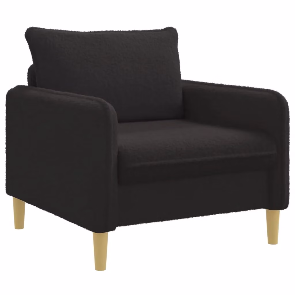Poltrona XL vidaXL in tessuto Bouclé Nero con braccioli e design moderno per soggiorno o camera da letto – 2