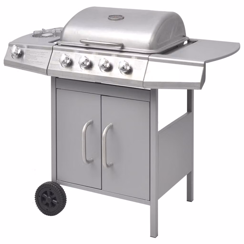 vidaXL Barbecue a gas 4+1 fiamme argento