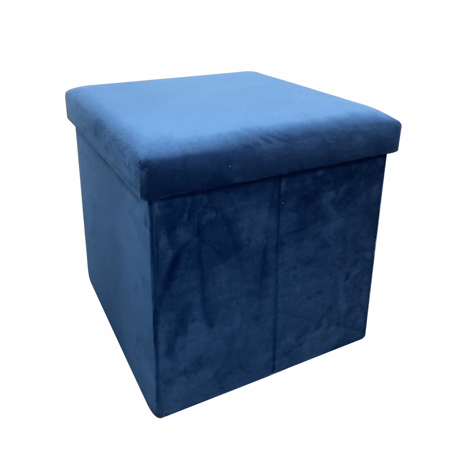 Pouf pieghevole in velluto blu modello cube L 40 cm x P 40 cm x H 40 cm – 2