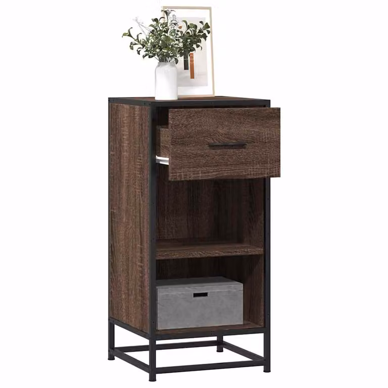 Credenza stile industrial vidaXL in legno e metallo, colore marrone, L 35,5 cm x P 35 cm x H 76 cm