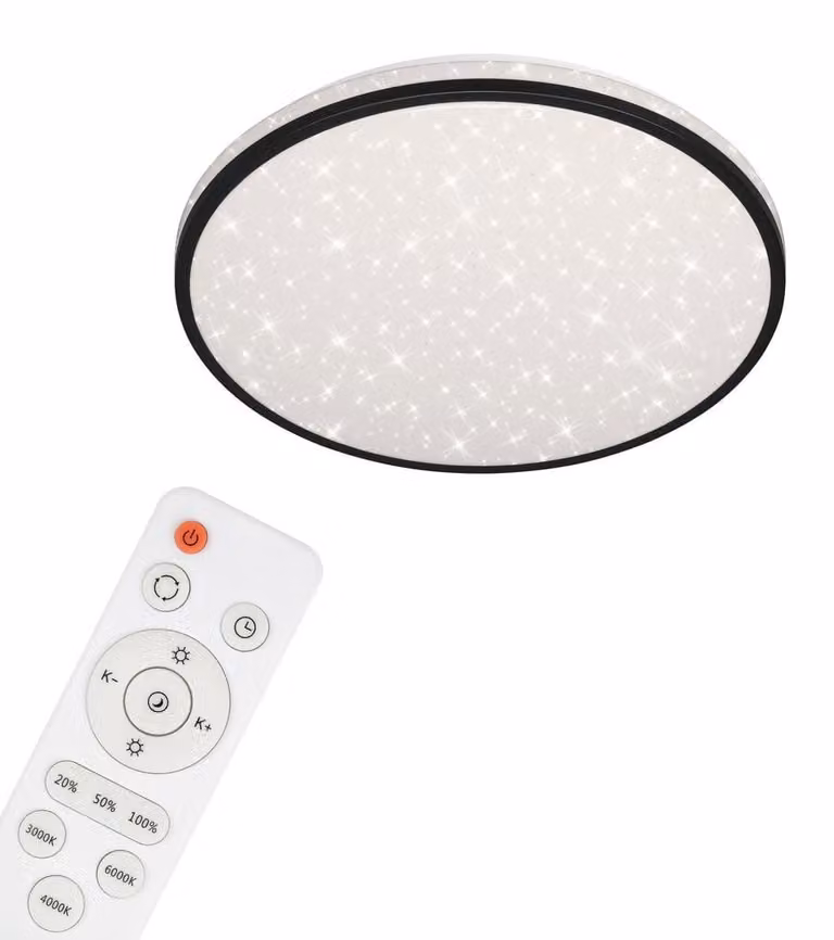 Lampada da soffitto a LED dimmerabile CCT con funzione memoria cielo stellato 24 W nero Briloner
