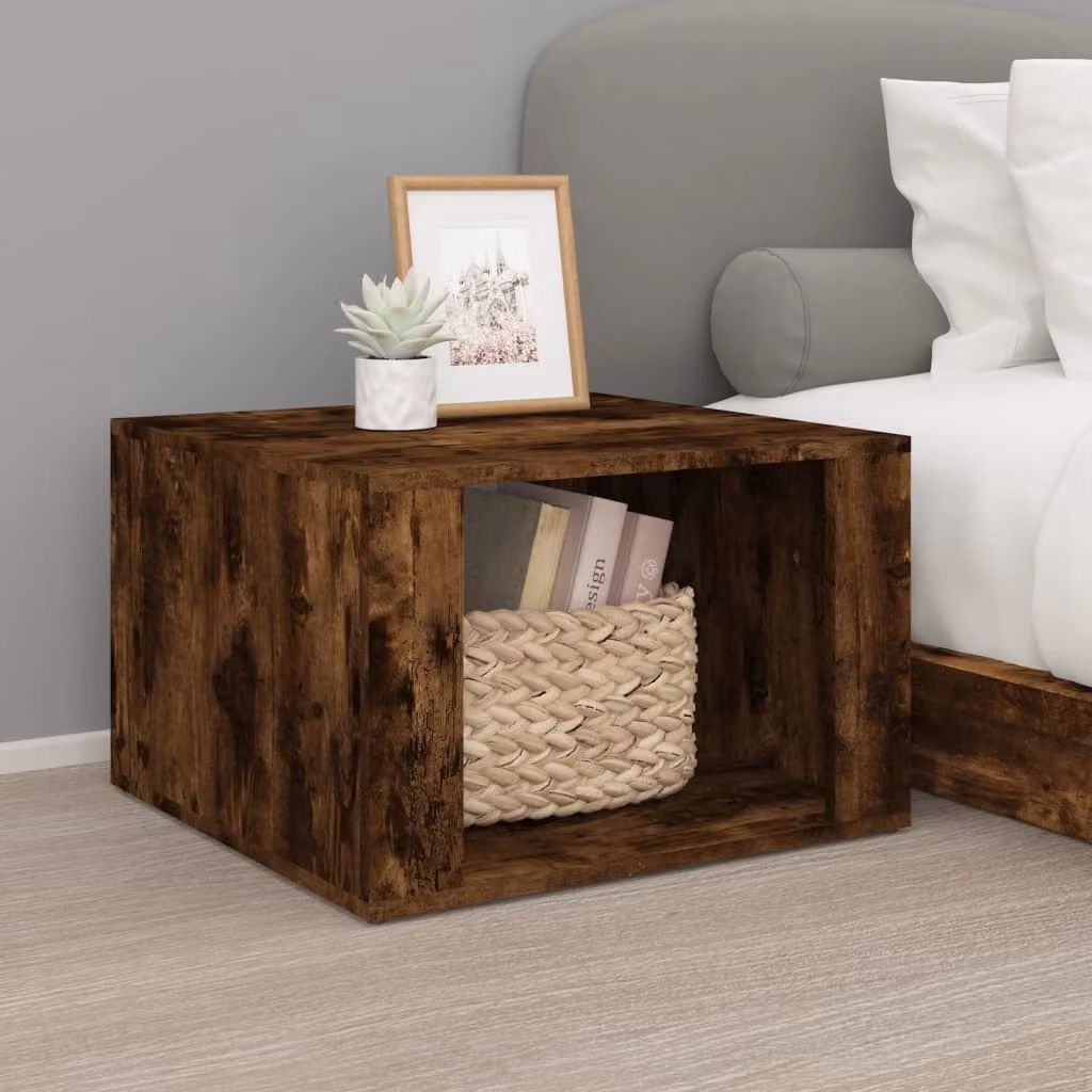 Comodino vidaXL in Legno Rovere Fumo, Design Moderno, L: 57 cm, P: 36 cm, H: 55 cm