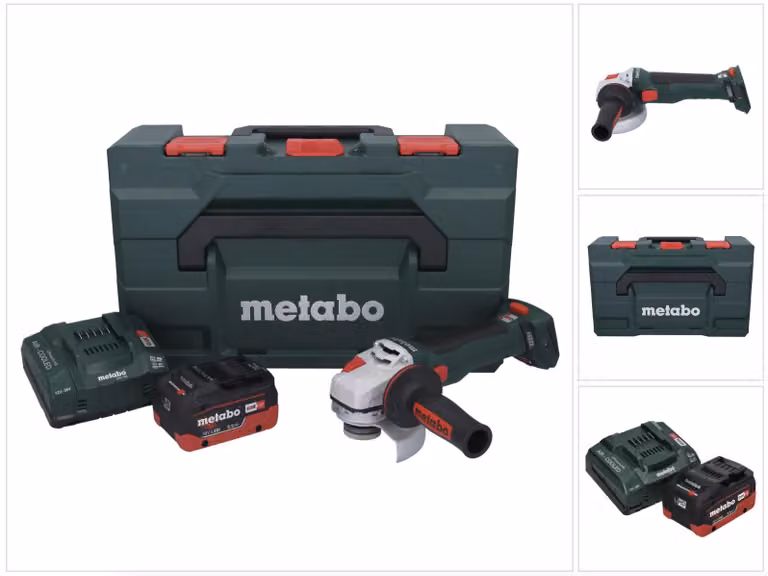 Metabo WB 18 LT BL 11-125 Smerigliatrice angolare a batteria Quick 18 V 125 mm senza spazzole + 1x batteria ricaricabile 5,5 Ah + caricatore + metaBOX