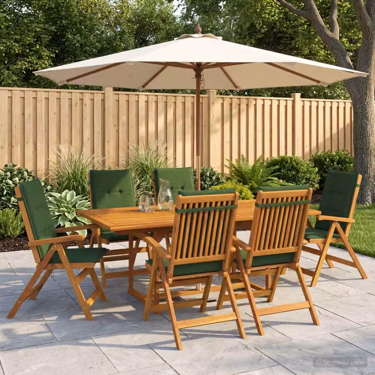 Set da pranzo da giardino vidaXL in legno di acacia naturale composto da 7 pezzi
