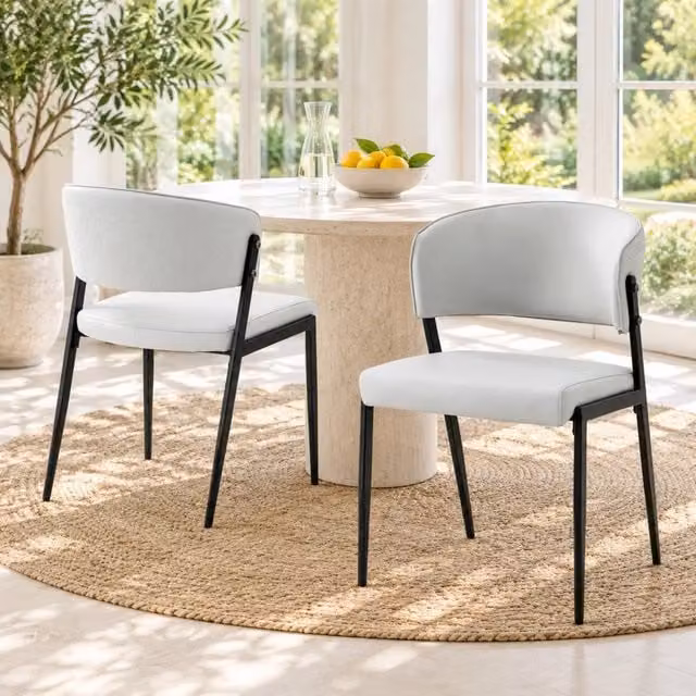 Set da 2 Sedie Moderne per Sala da Pranzo con Struttura in Metallo e Seduta Imbottita