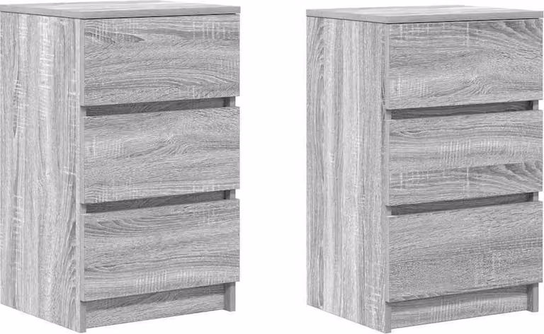 Comodini con 3 Cassetti 2 pz Grigio Sonoma 39x35x65 cm